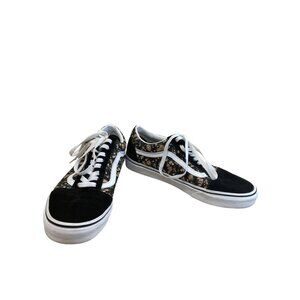 Vans Old Skool Mens Black Floral leather Low Sneakers Size 10 SKU 8394